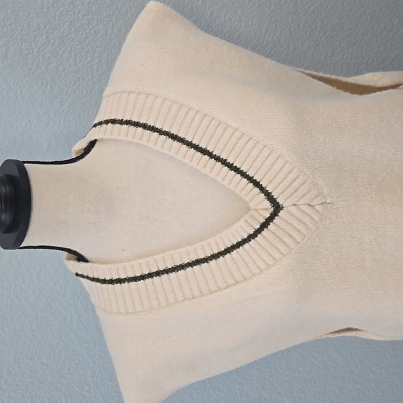 NWT FREE PEOPLE All Star Stripe Poncho Cream Knit Sweater Vest Dark Stripes OS - Picture 3 of 13